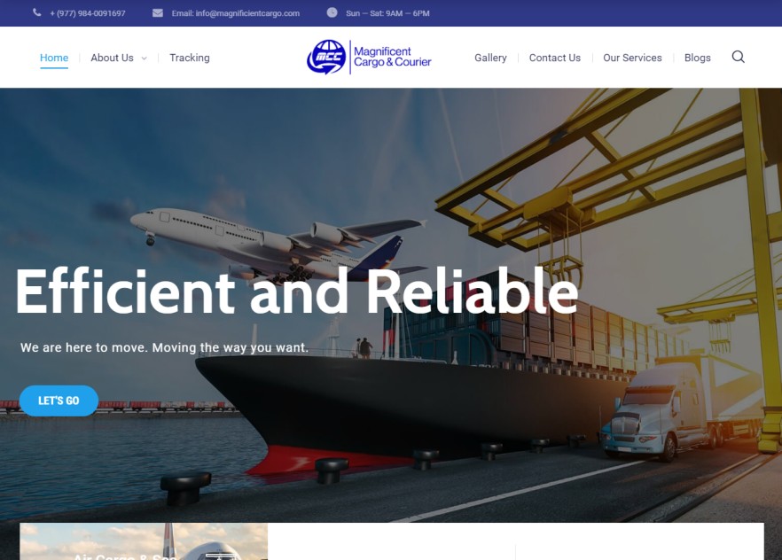 Magnificent Cargo & Courier Website Development
